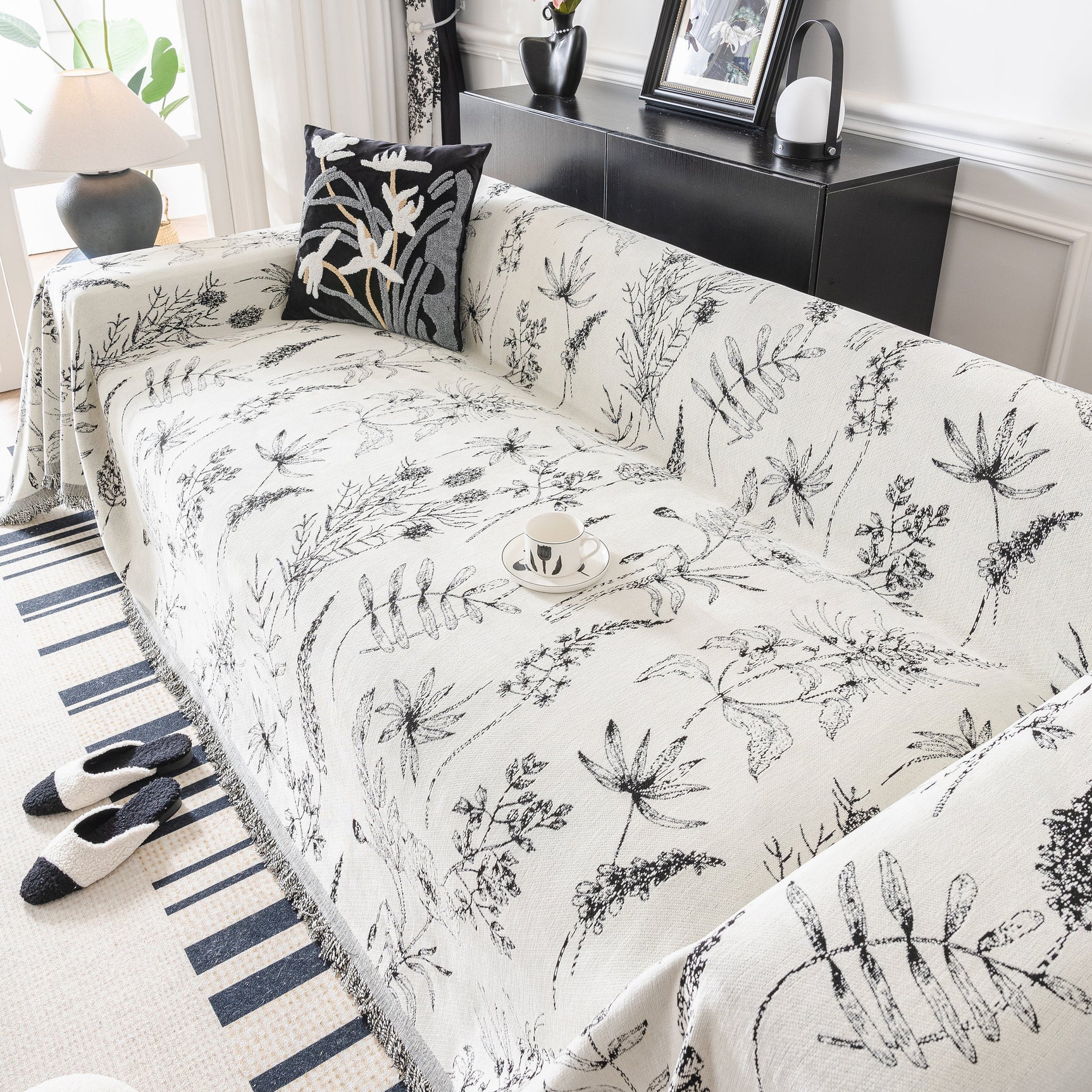 Chenille Giverny Couch Cover, Cozy Blankets for Sofa and Couch, Slip Covers for Couch Sectional - Ornate Home