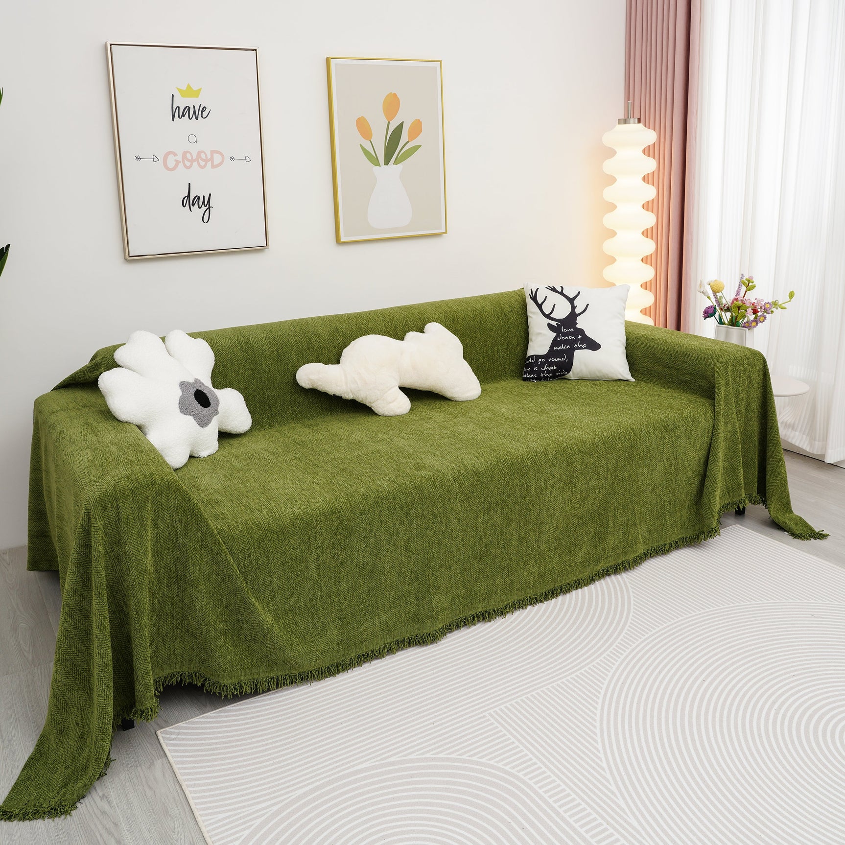 Chenille Herringbone Couch Cover Blanket, Sectional with Washable Covers, Furniture Covers for Sofas - Ornate Home