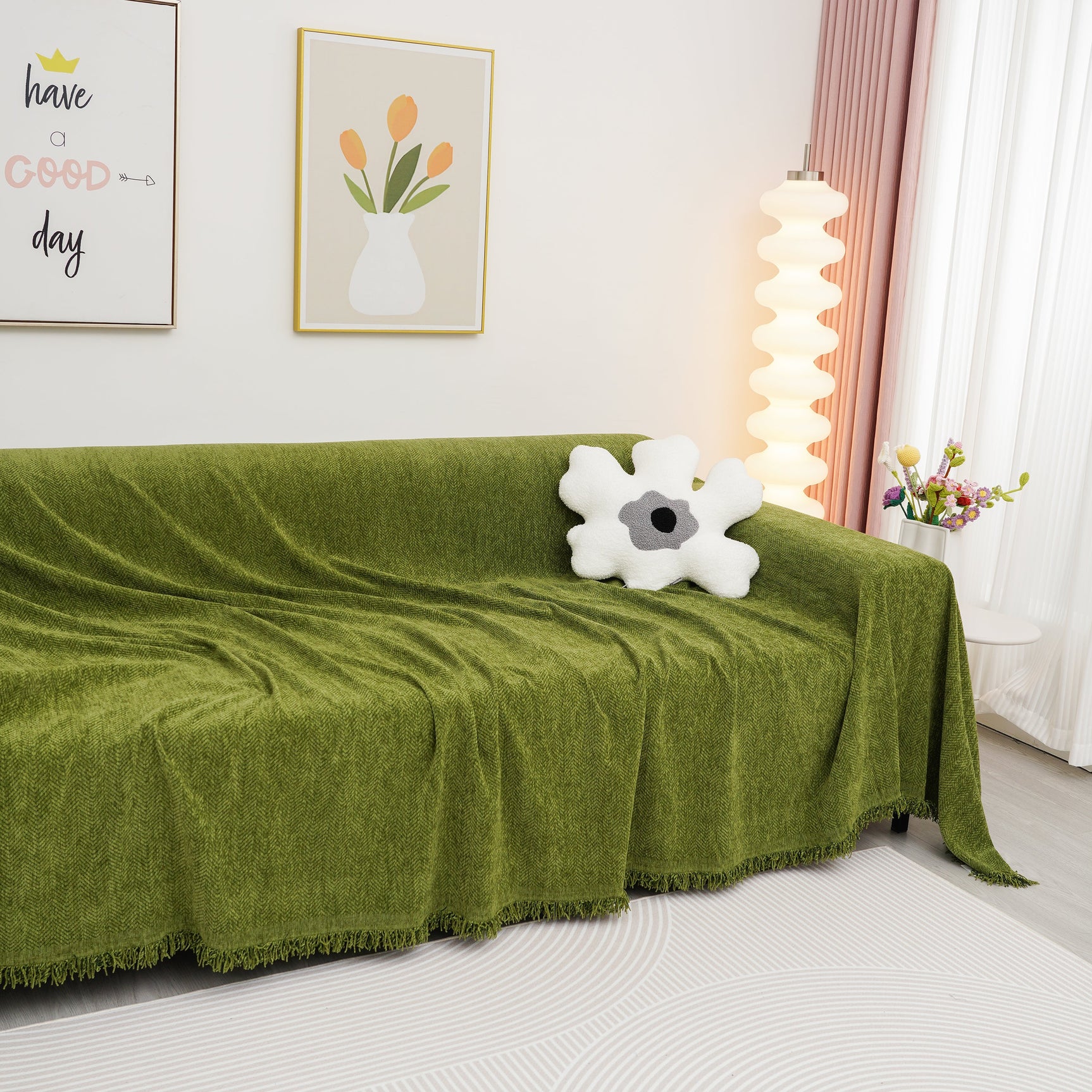 Chenille Herringbone Couch Cover Blanket, Sectional with Washable Covers, Furniture Covers for Sofas - Ornate Home