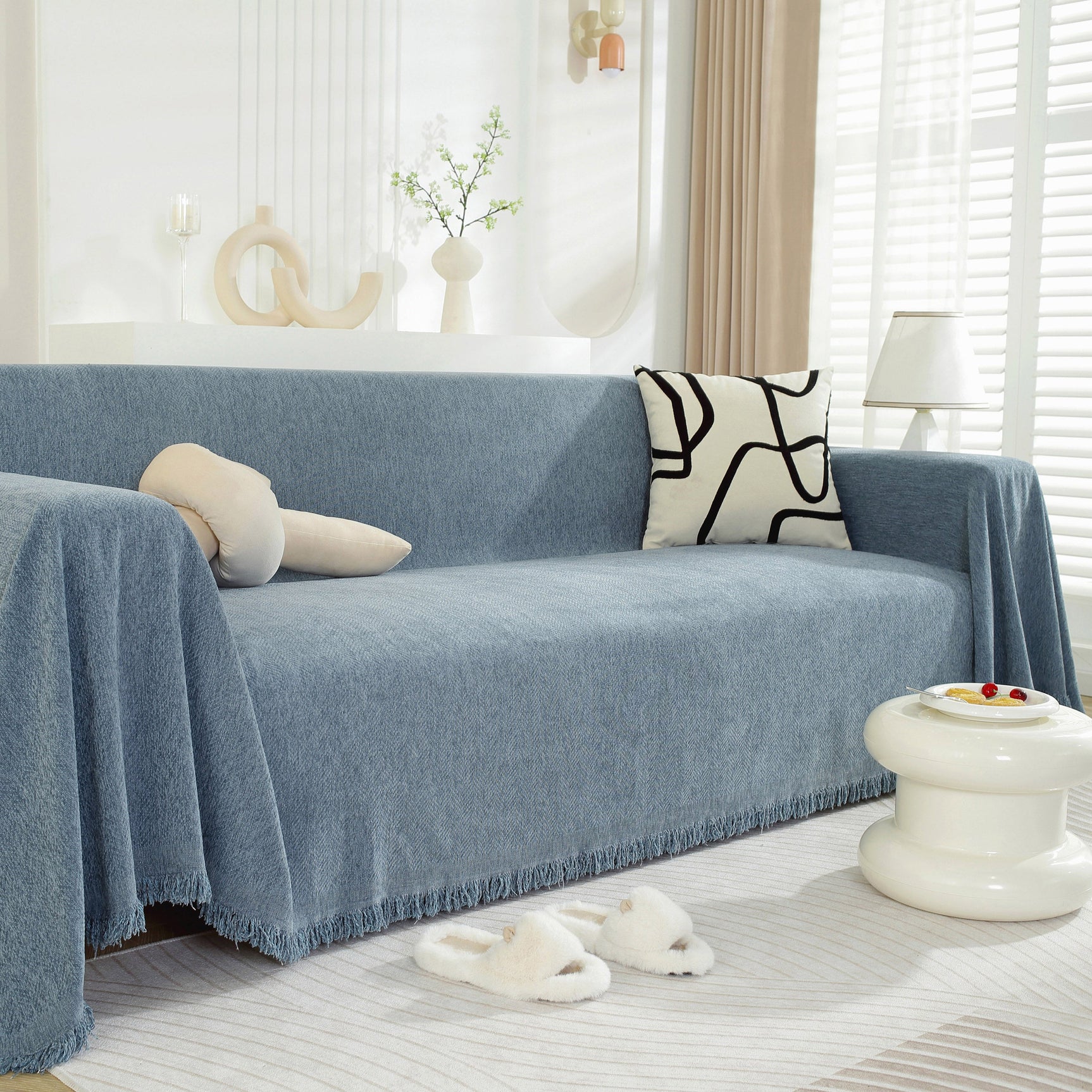 Chenille Herringbone Couch Protector Blanket, Stylish Throw Blankets for Couch and Couch Throw Cover - Ornate Home