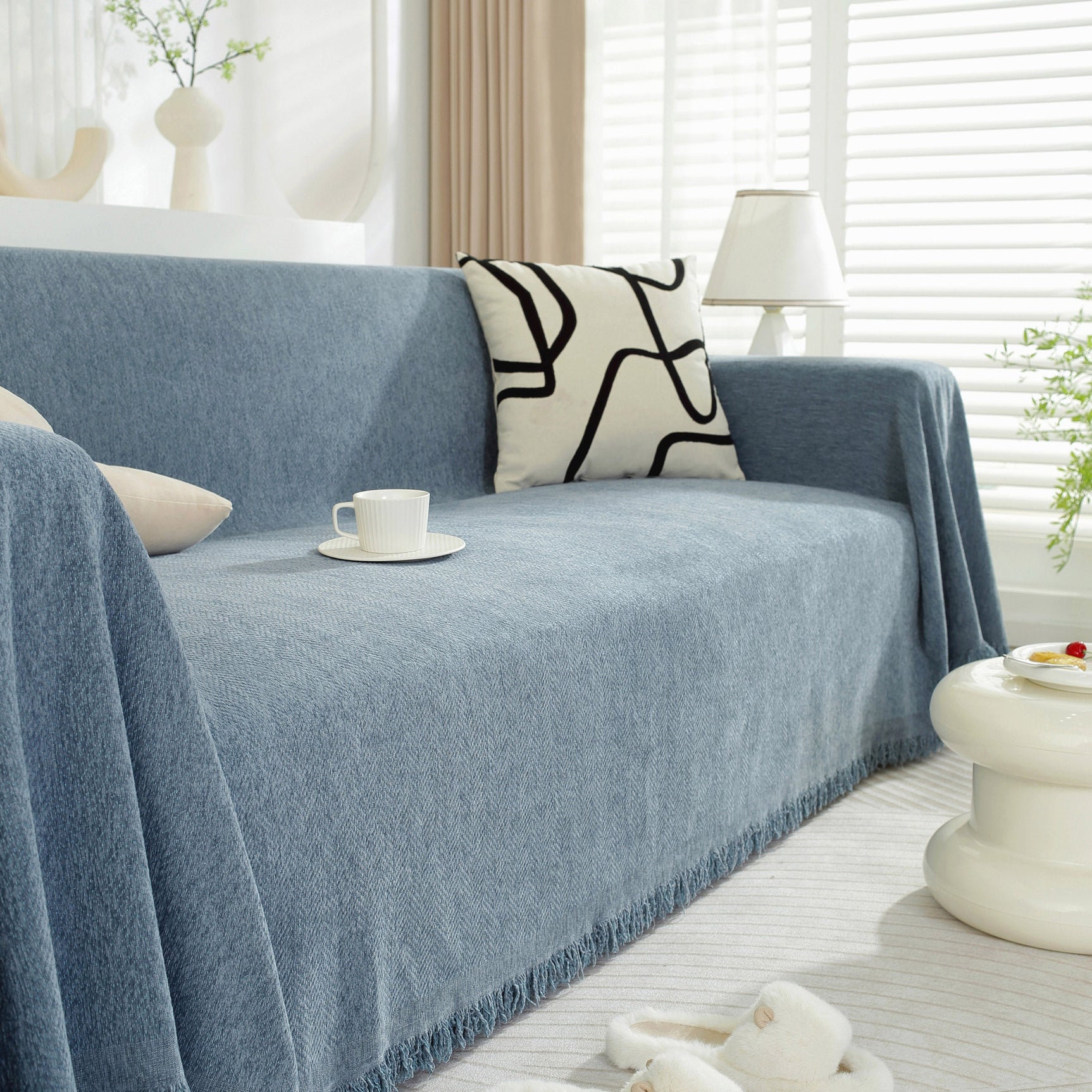 Chenille Herringbone Couch Protector Blanket, Stylish Throw Blankets for Couch and Couch Throw Cover - Ornate Home