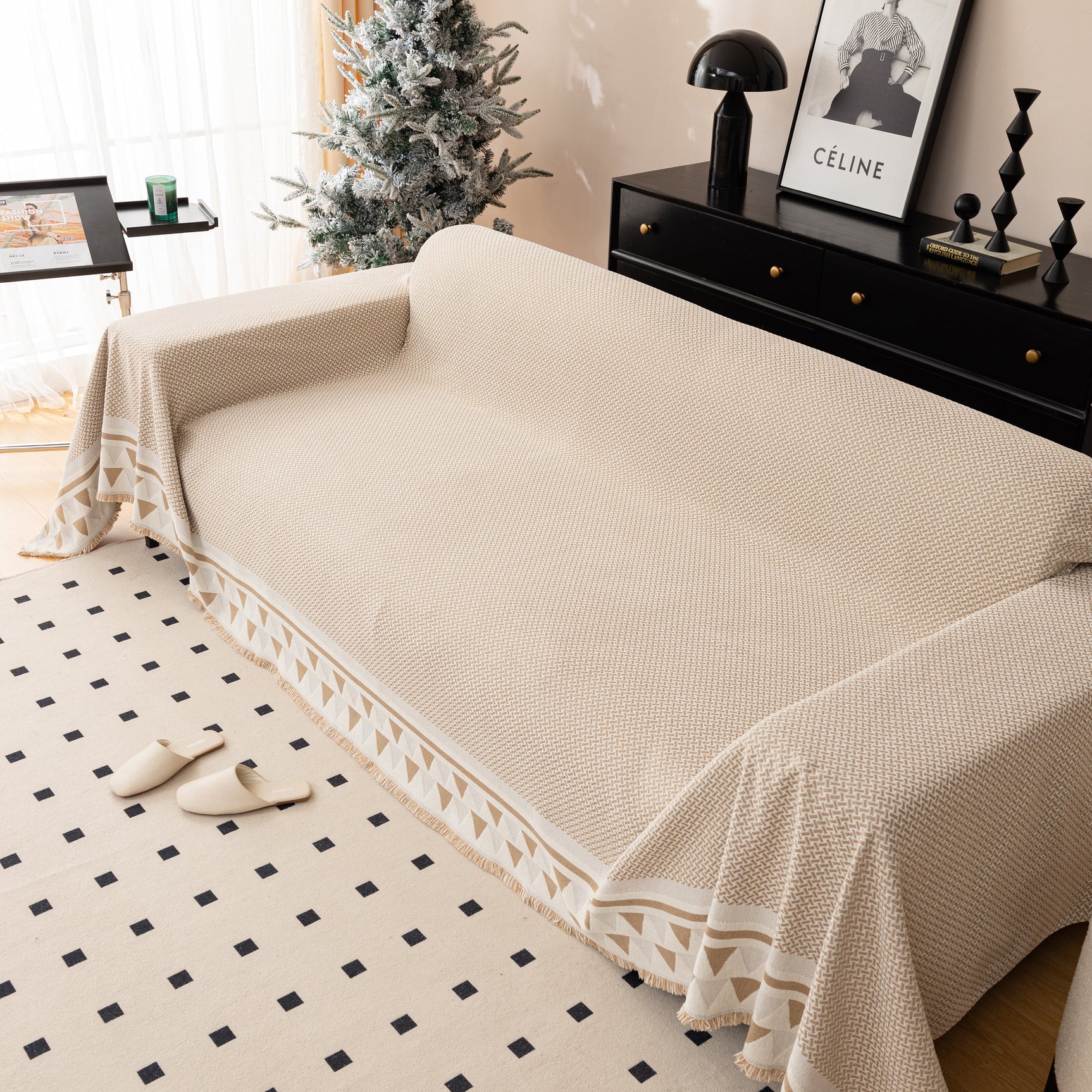Chenille Jacquard Sofa Throw Blanket Cover Soft Polyester Weave Couch Throw Cover for Pets Dog Kids - Ornate Home