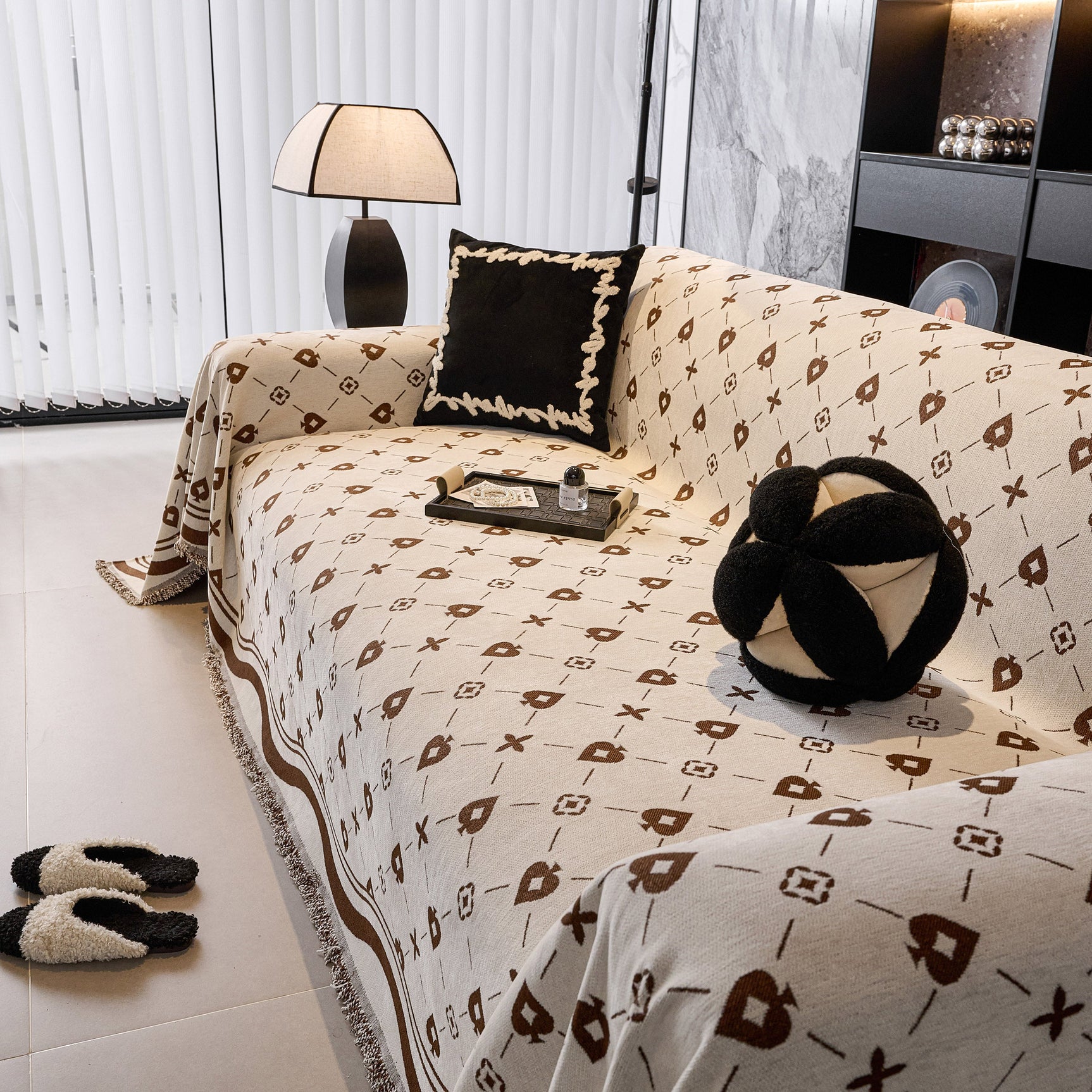 Chenille Jacquard Sofa Throw Cover Blanket, Luxury Thick Woven Couch Cover for Sofa - Ornate Home