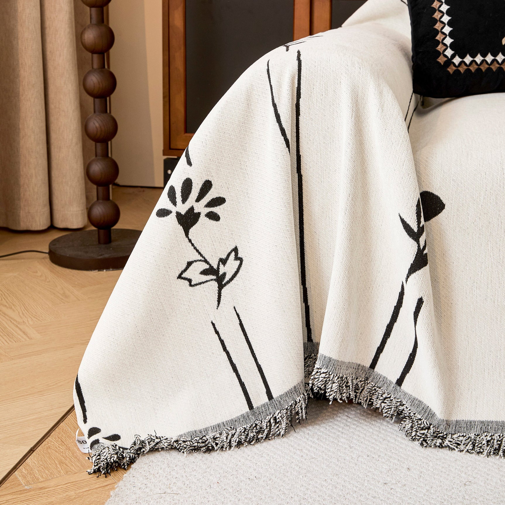 Chenille Jacquard Sofa Throw Cover with Tassel Soft Thick Couch Protector Blanket - Ornate Home