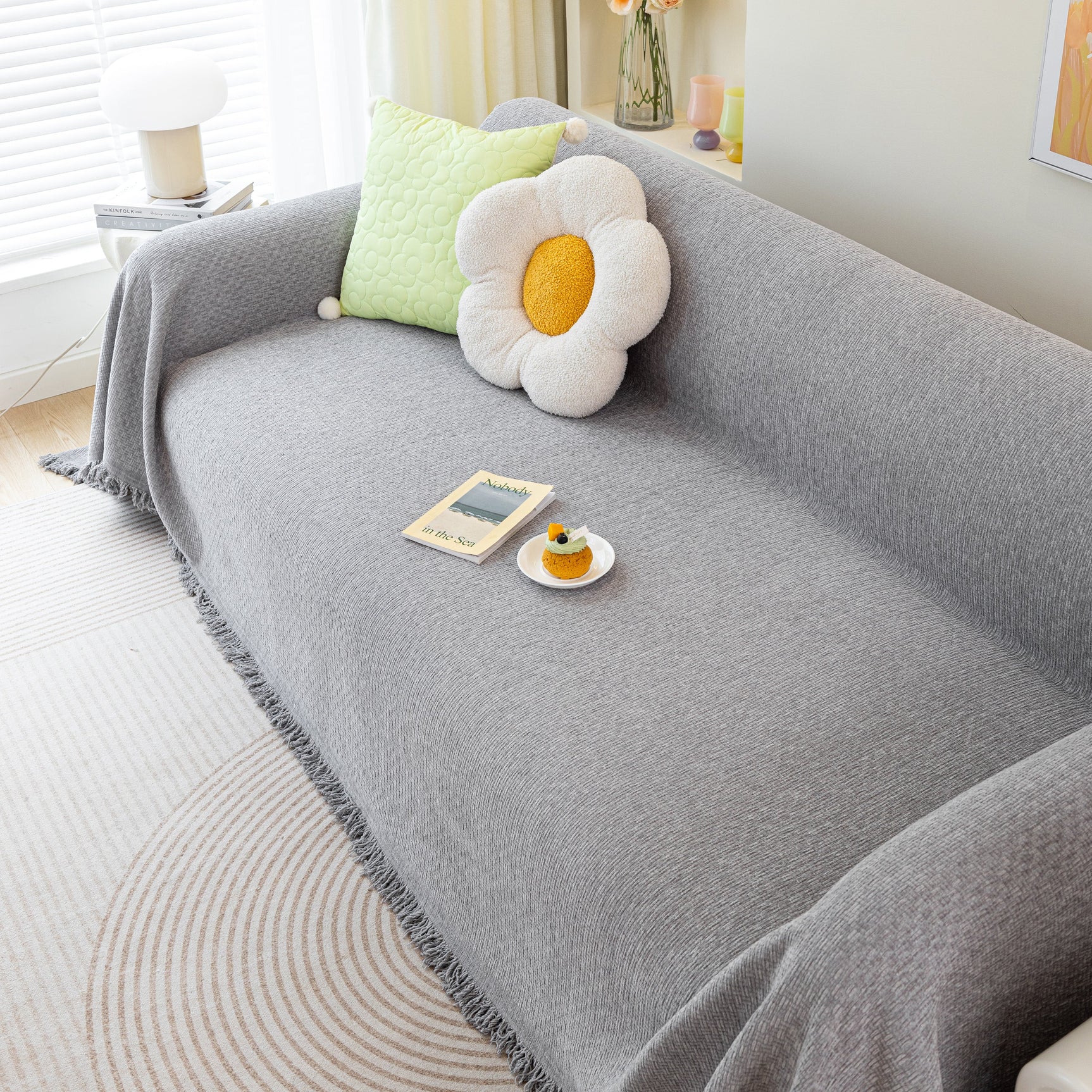 Chenille Large Throw Couch Cover Blanket with Water-Resistant for Futon, Loveseat, and L-Shaped Sofa - Ornate Home