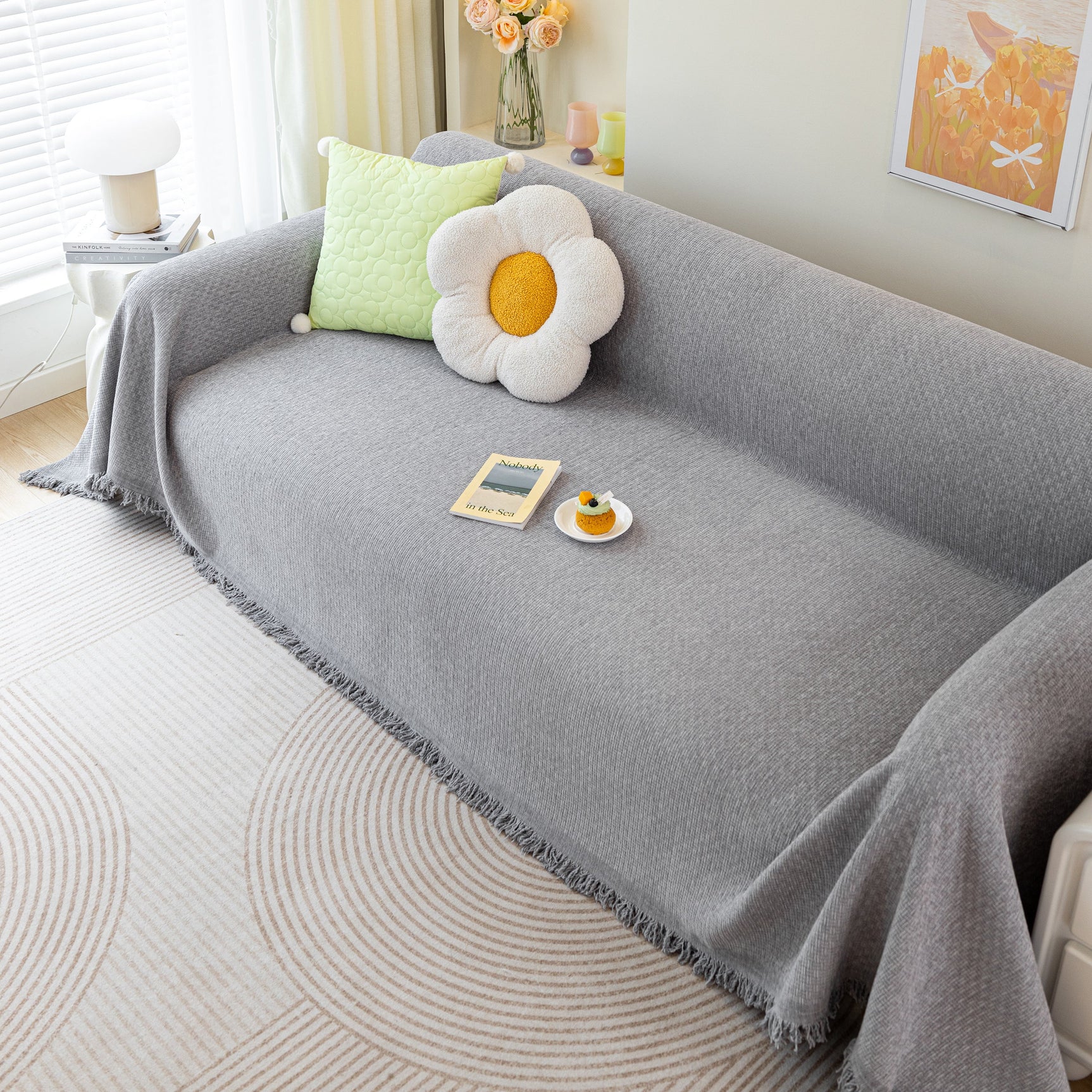 Chenille Large Throw Couch Cover Blanket with Water-Resistant for Futon, Loveseat, and L-Shaped Sofa - Ornate Home