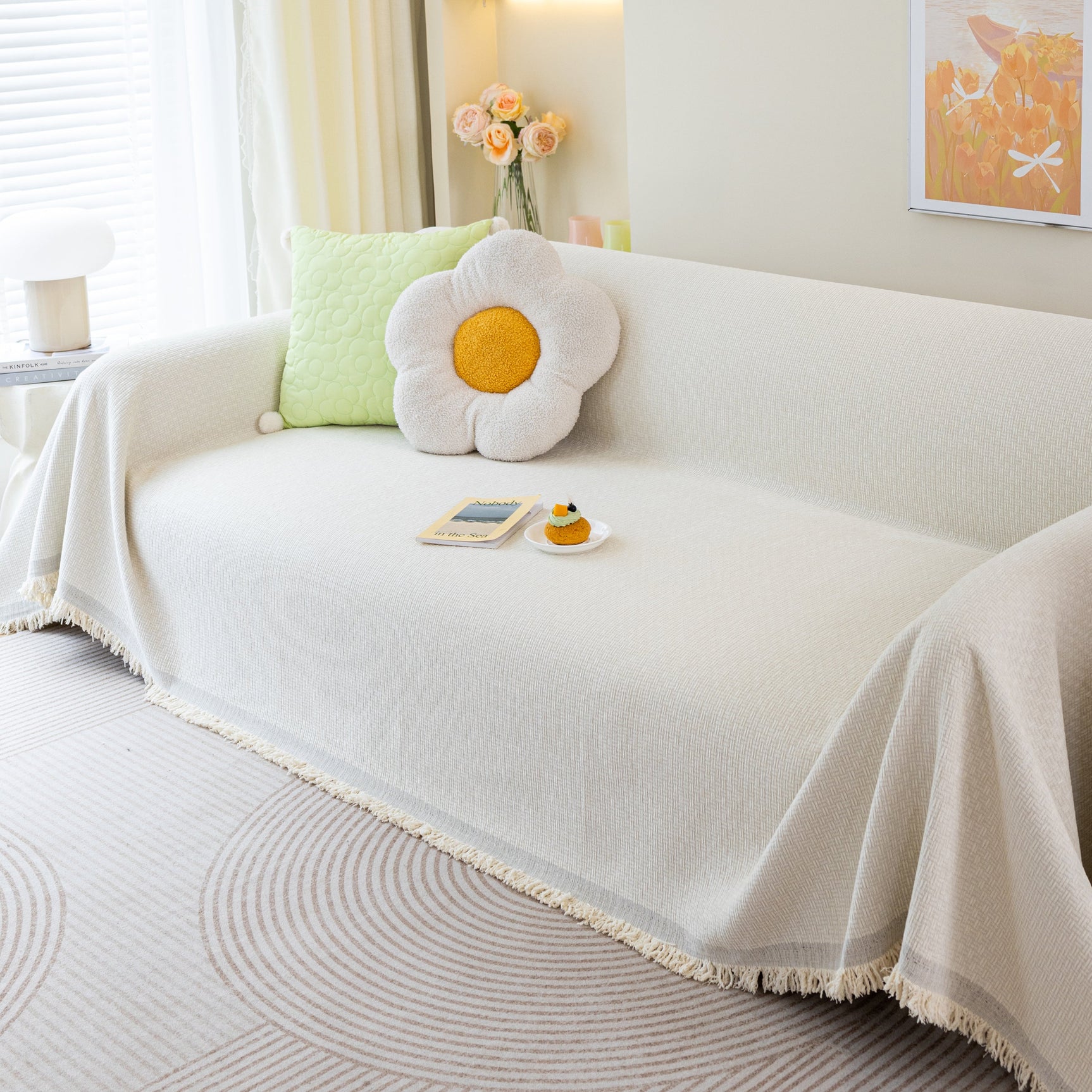Chenille Large Throw Couch Cover Blanket with Water-Resistant for Futon, Loveseat, and L-Shaped Sofa - Ornate Home
