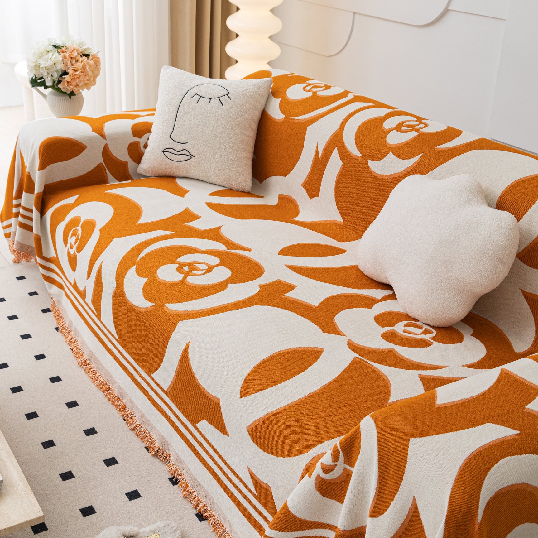 Chenille Sofa Cover Blanket, Couch Cover Blanket Throws for Couches Living Room Furniture Throw Covers - Ornate Home