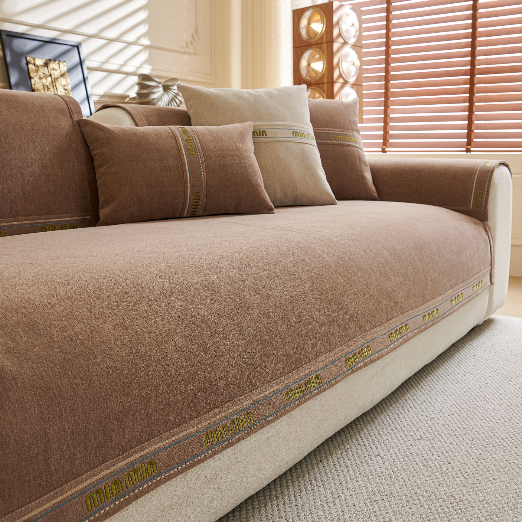 Chenille Sofa Cover Pet Mat, Non-Slip Couch Protector for Sectional & L-Shaped Sofas - Ornate Home