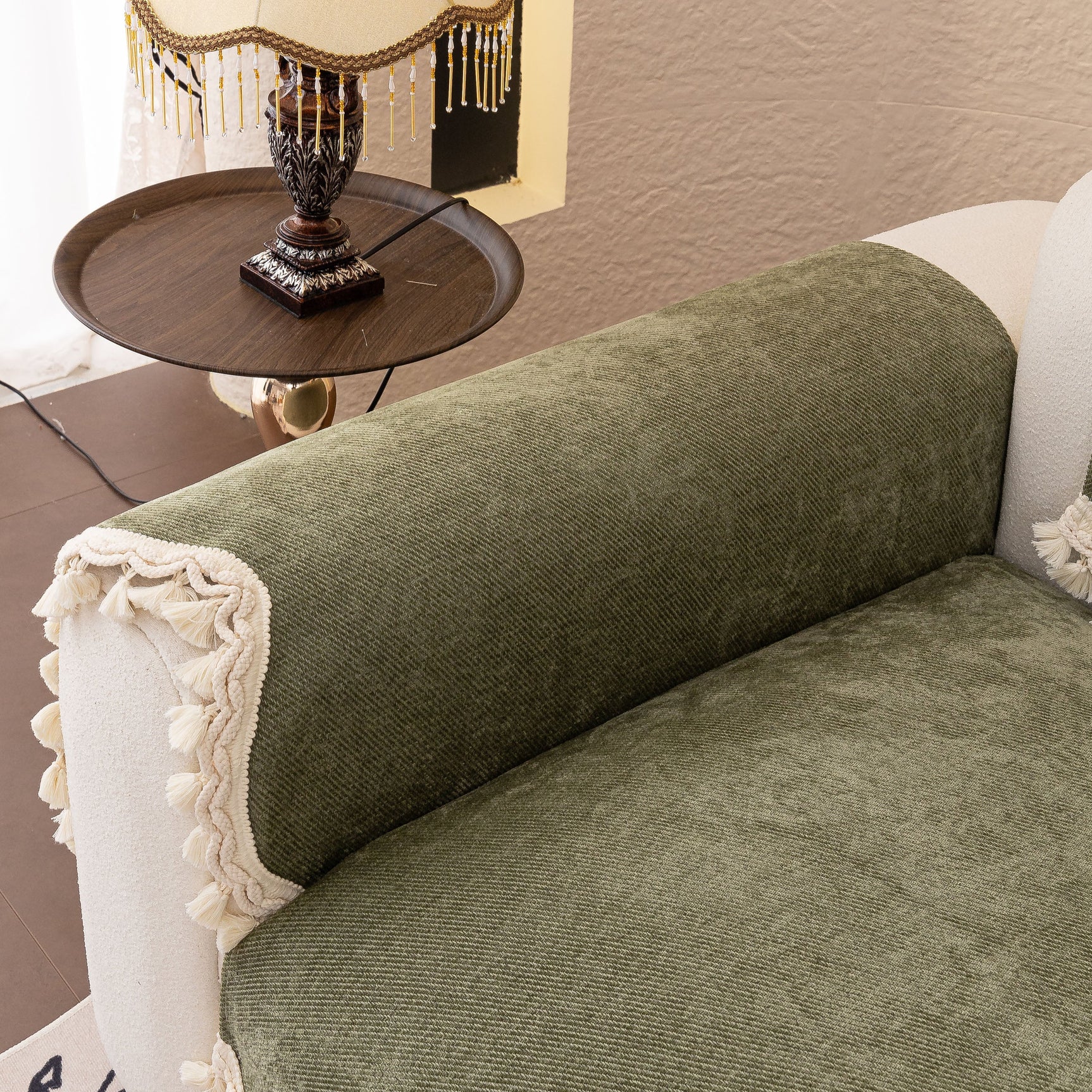 Chenille Sofa Cover Towel – Non-Slip, Washable Pets Couch Protector with Tassels - Ornate Home