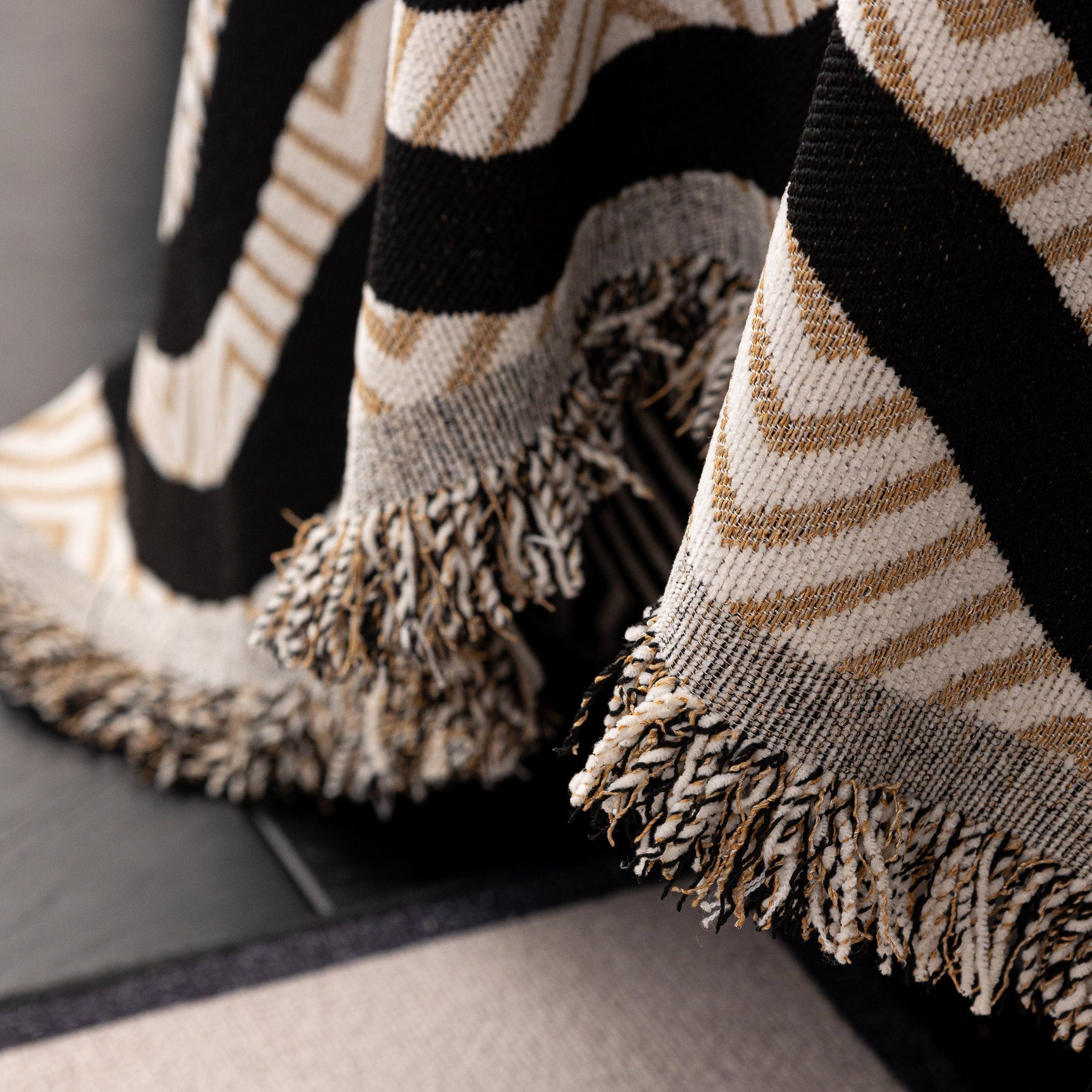Chenille Sofa Throw Cover, Textured Chevron Decorative Couch Blanket for Living Room - Ornate Home