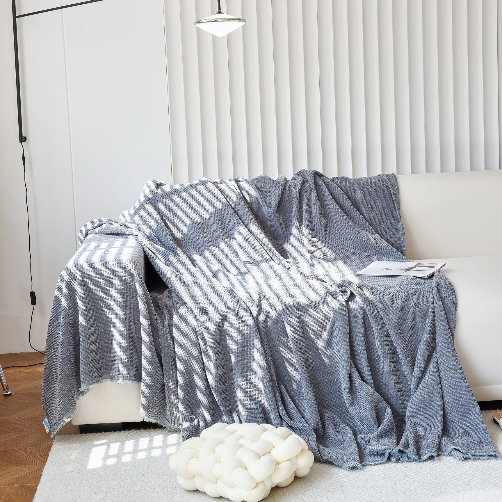 Chenille Thickened Solid Couch Blanket Throws, Reversible Couch Covers for Sectional Couches - Ornate Home