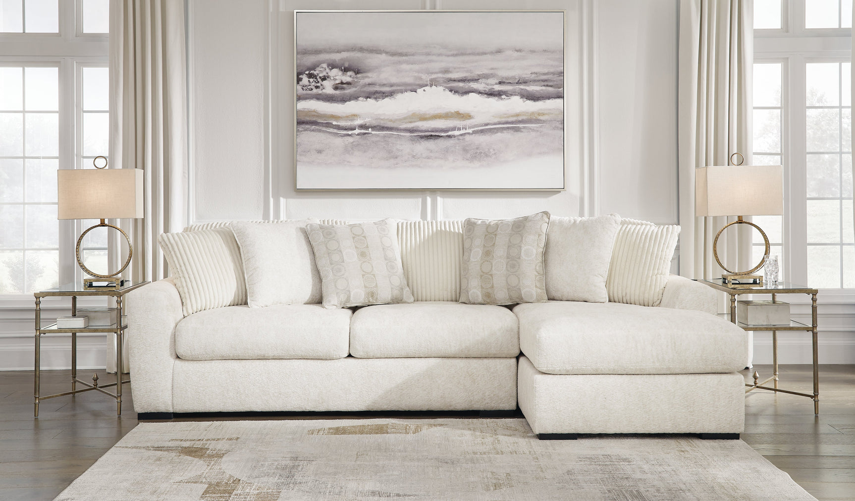 Chessington Ivory 2pc Sectional with Chaise (Online Special Price) - Ornate Home