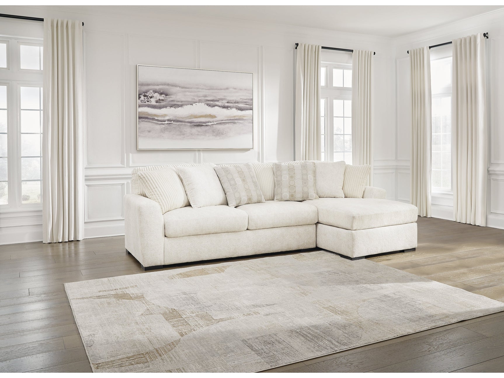 Chessington Ivory 2pc Sectional with Chaise - Ornate Home