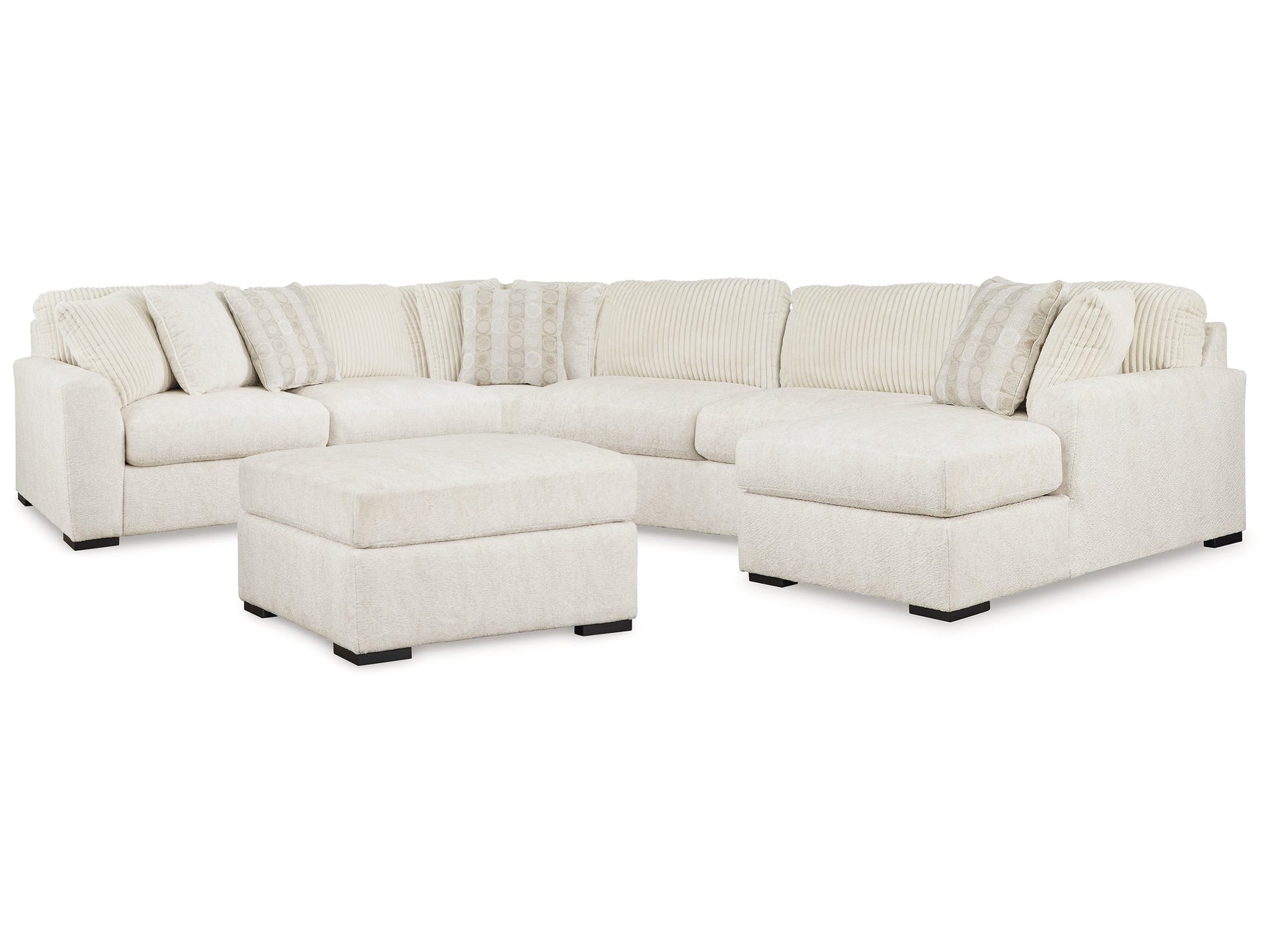Chessington Ivory 4-Piece Sectional and Oversized Accent Ottoman - Ornate Home