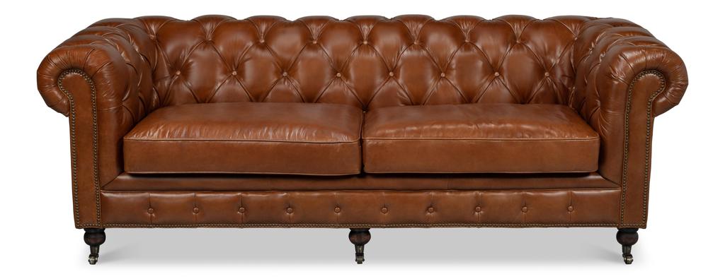 Chesterfield Brown Castered Sofa - Ornate Home