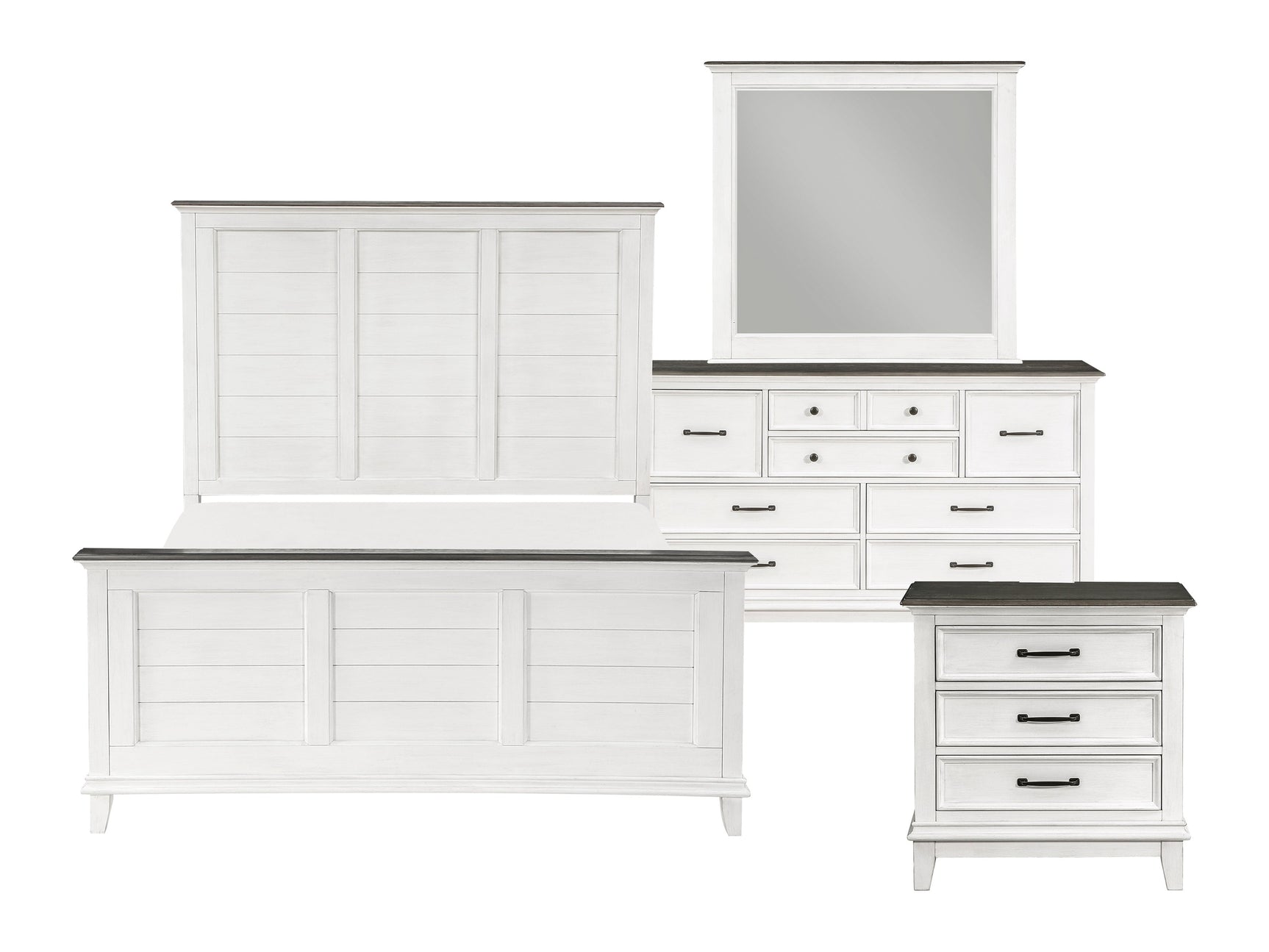 Chesterton Dark Brown / Antique White 4-piece Queen Bedroom Set - Ornate Home