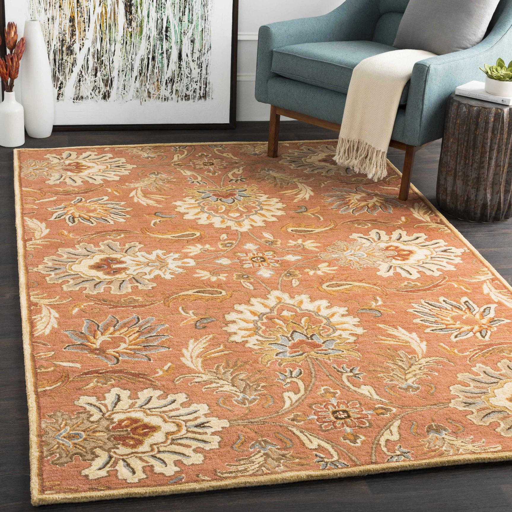 Chesterton Hand Tufted Orange 1112 Area Rug - Ornate Home