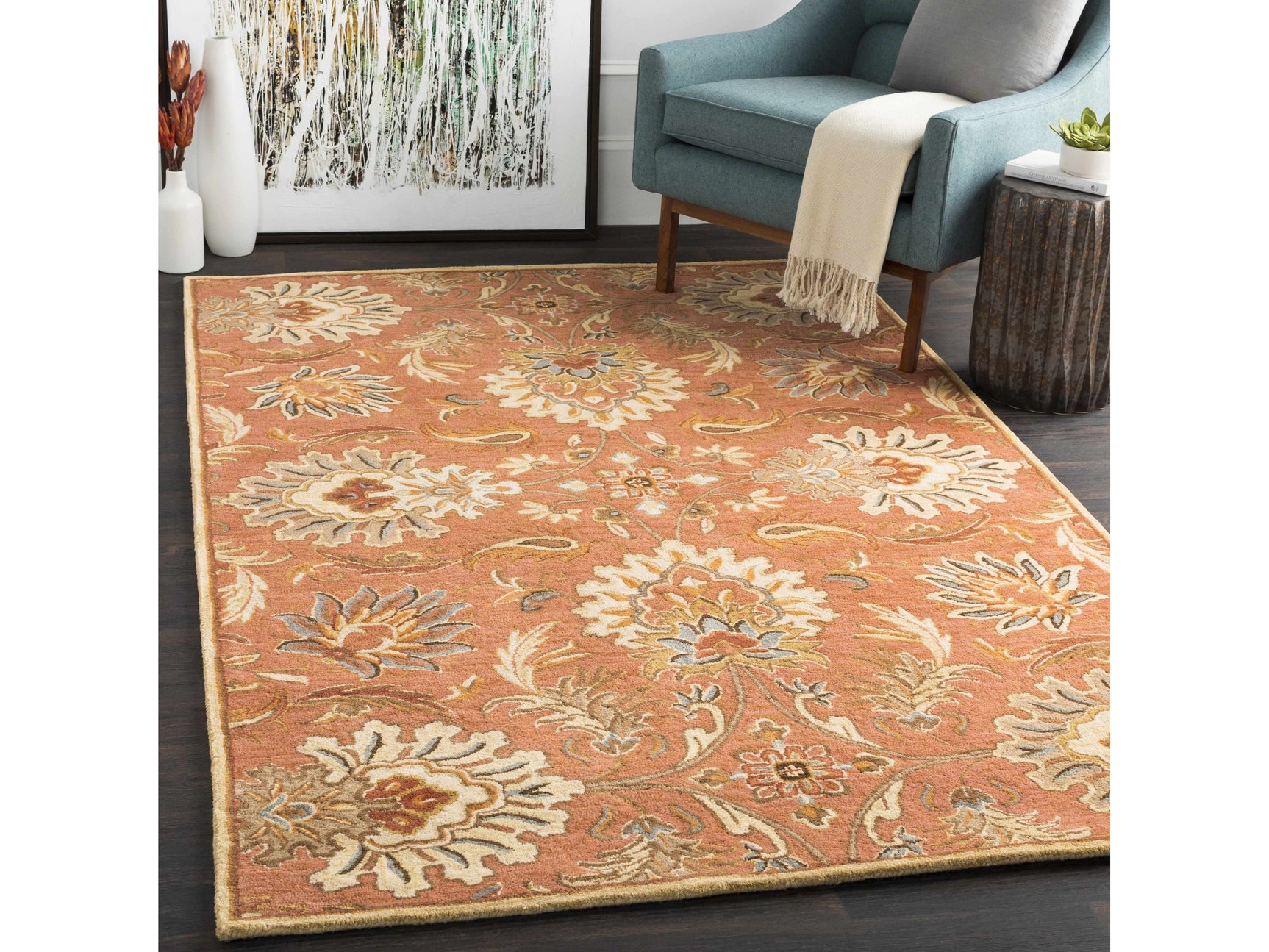 Chesterton Hand Tufted Orange 1112 Area Rug - Promo - Ornate Home