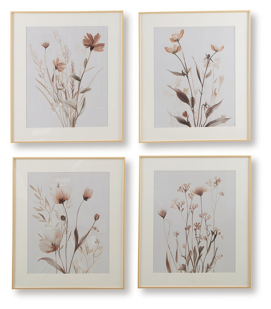 Chettings Beige/Gray/Blush Wall Art Set (Set of 4) (Online Special Price) - Ornate Home