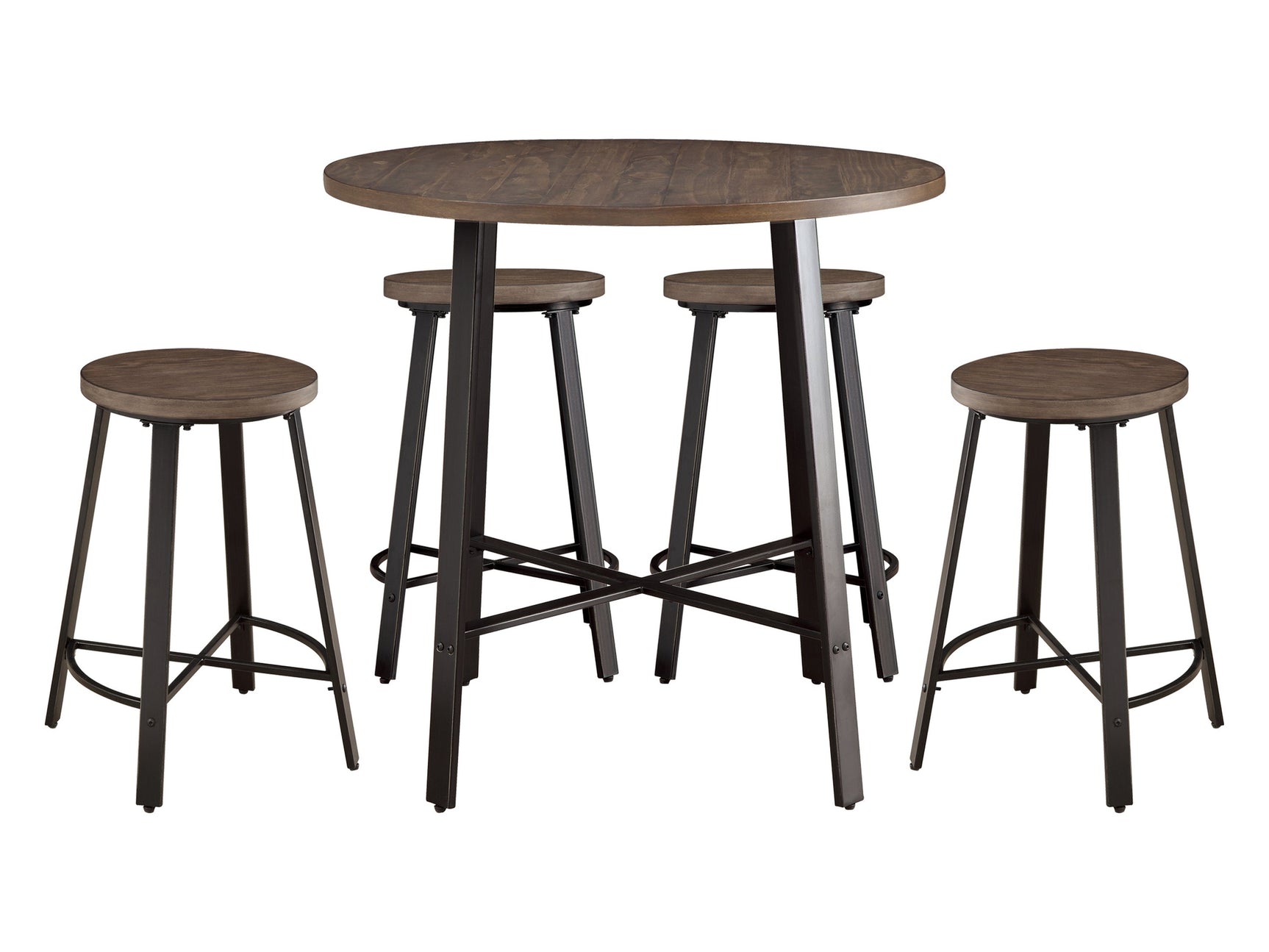 Chevre Burnished Brown / Gray 5-piece Dinig Table Set - Ornate Home