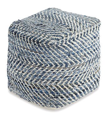 Chevron Blue Pouf (Online Special Price) - Ornate Home