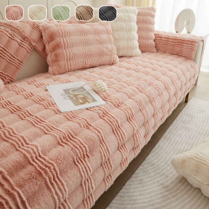 Chic Thickened Faux Rabbit Plush Couch Covers for Sofas 1/2/3/4 Seater, Ultra-soft Non Slip Sofa Cover - Ornate Home