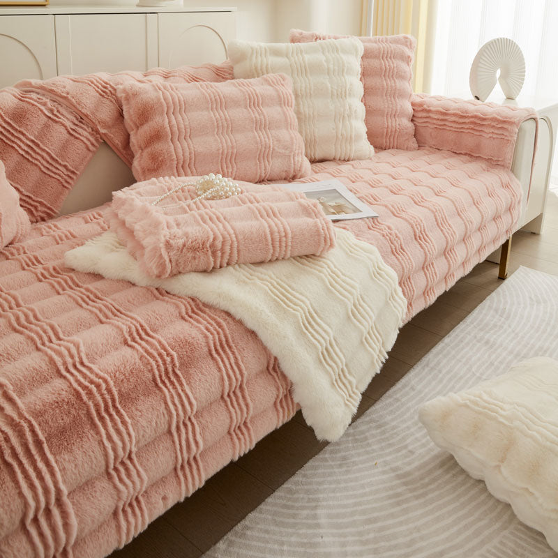 Chic Thickened Faux Rabbit Plush Couch Covers for Sofas 1/2/3/4 Seater, Ultra-soft Non Slip Sofa Cover - Ornate Home