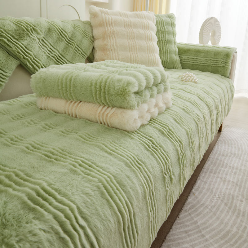 Chic Thickened Faux Rabbit Plush Couch Covers for Sofas 1/2/3/4 Seater, Ultra-soft Non Slip Sofa Cover - Ornate Home