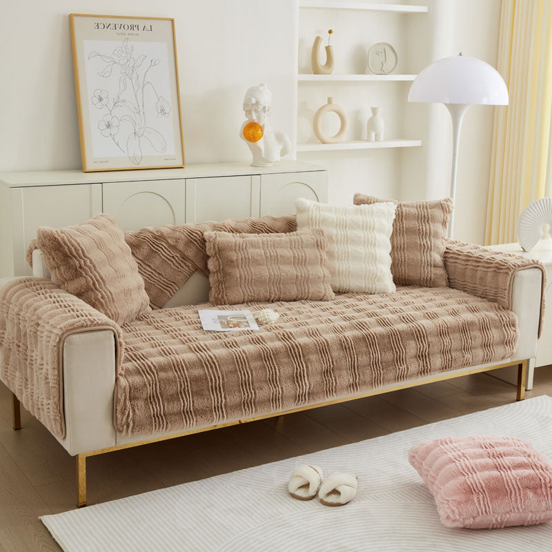 Chic Thickened Faux Rabbit Plush Couch Covers for Sofas 1/2/3/4 Seater, Ultra-soft Non Slip Sofa Cover - Ornate Home