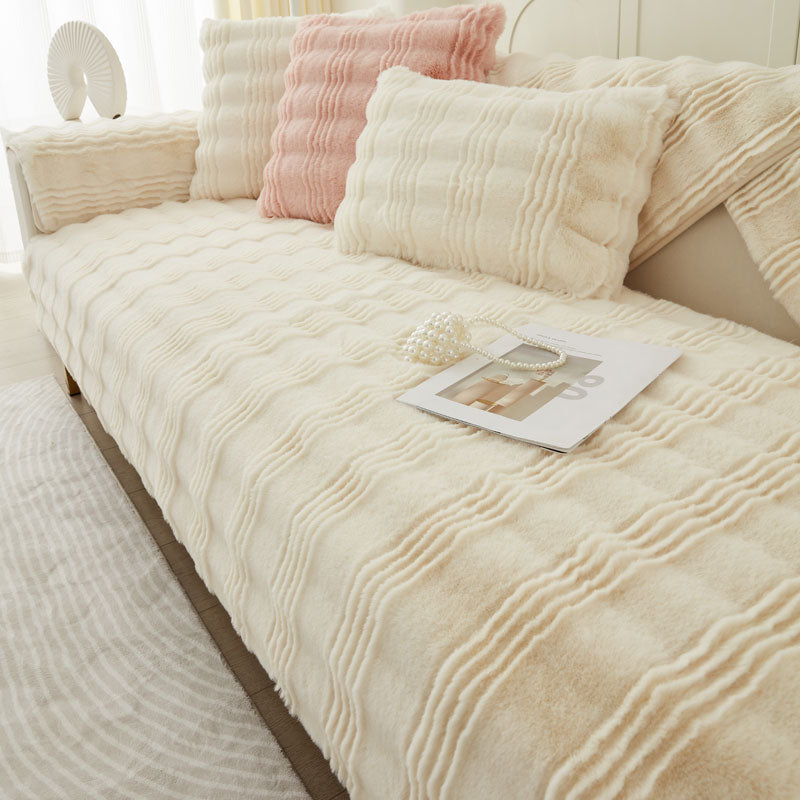 Chic Thickened Faux Rabbit Plush Couch Covers for Sofas 1/2/3/4 Seater, Ultra-soft Non Slip Sofa Cover - Ornate Home