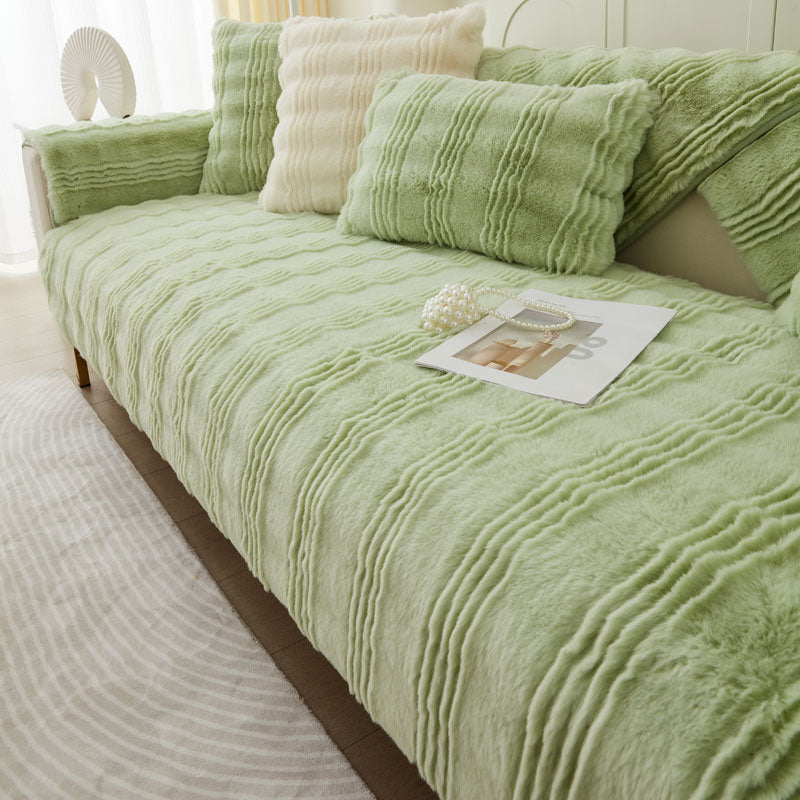 Chic Thickened Faux Rabbit Plush Couch Covers for Sofas 1/2/3/4 Seater, Ultra-soft Non Slip Sofa Cover - Ornate Home