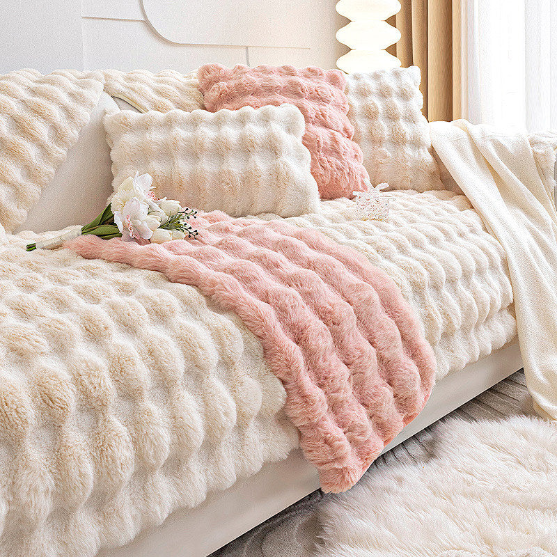 Chic Thickened Faux Rabbit Plush Couch Covers for Sofas 1/2/3/4 Seater, Ultra-soft Non Slip Sofa Cover - Ornate Home