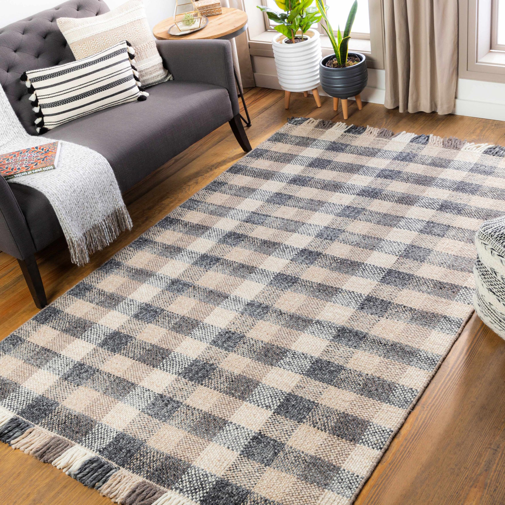 Chilliwack Gray Plaid Wool Rug - Ornate Home