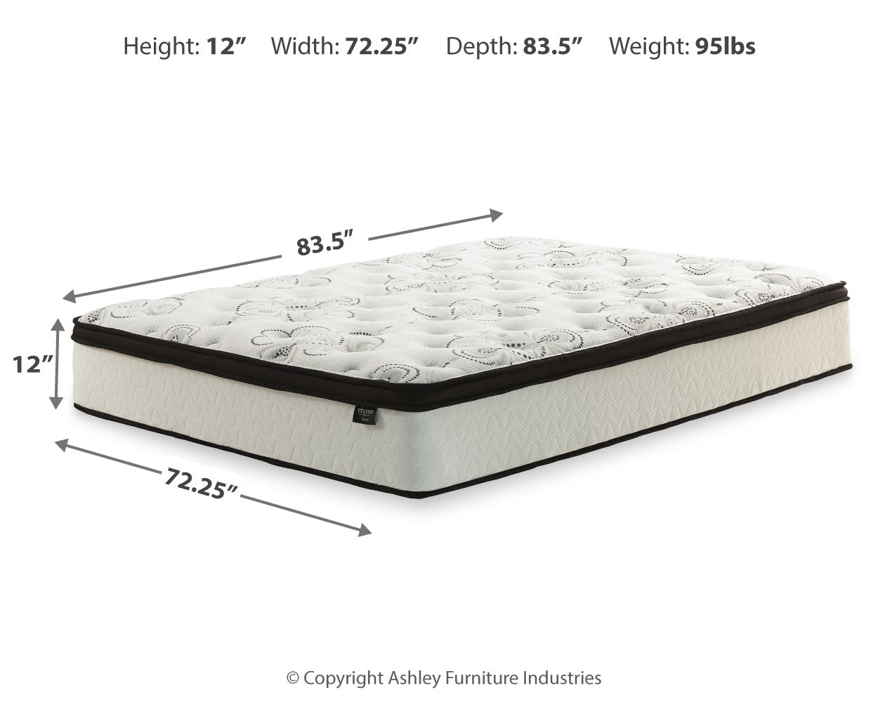 Chime 12 Inch Hybrid White California King Mattress & Foundation Set - Ornate Home