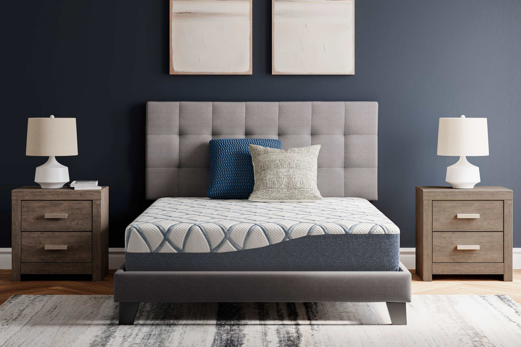 Chime Elite 2.0 White/Blue Memory Foam 10 Inch Mattress / Firm - Ornate Home