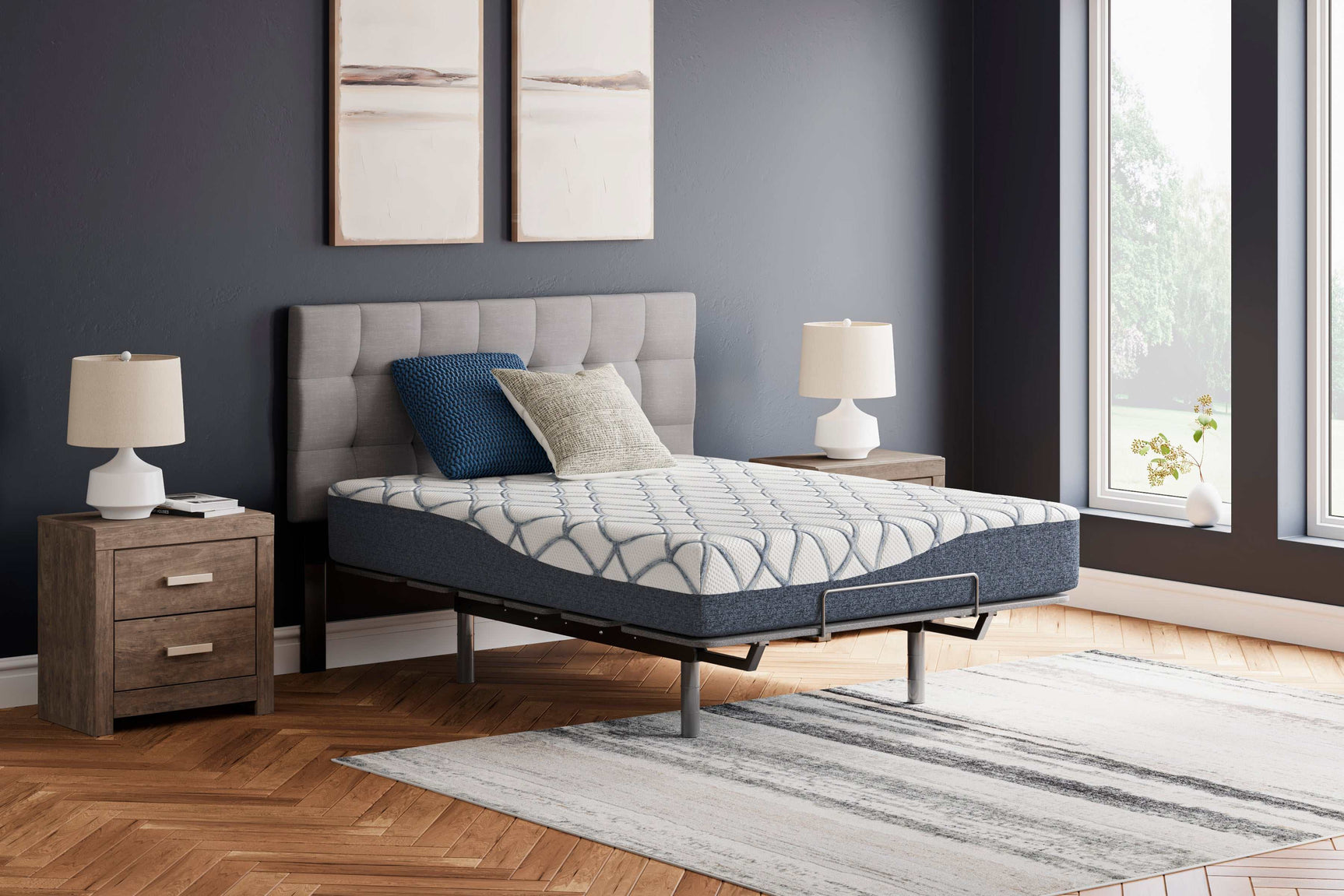 Chime Elite 2.0 White/Blue Memory Foam 10 Inch Mattress / Firm - Ornate Home