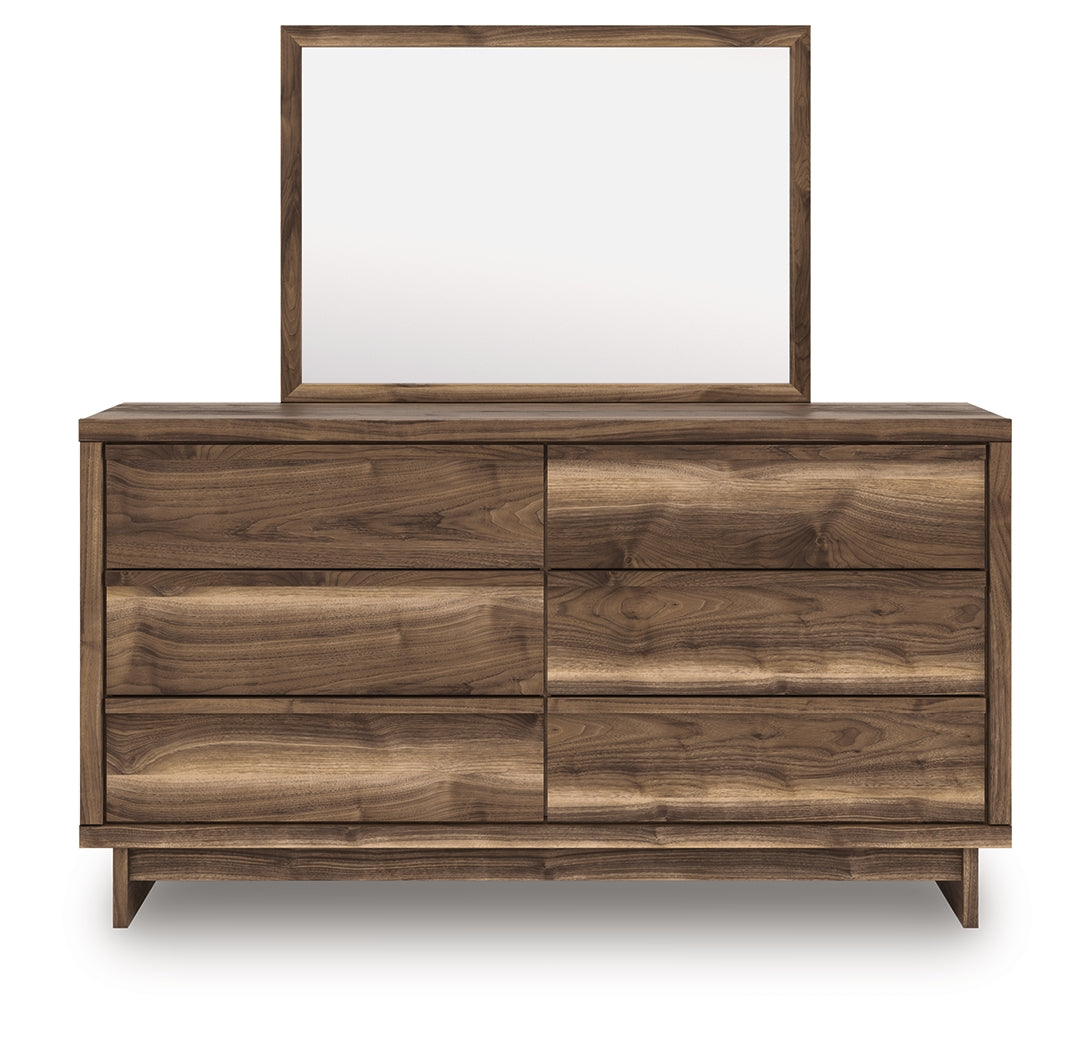 Chirason Brown Handleless Dresser and Mirror - Ornate Home