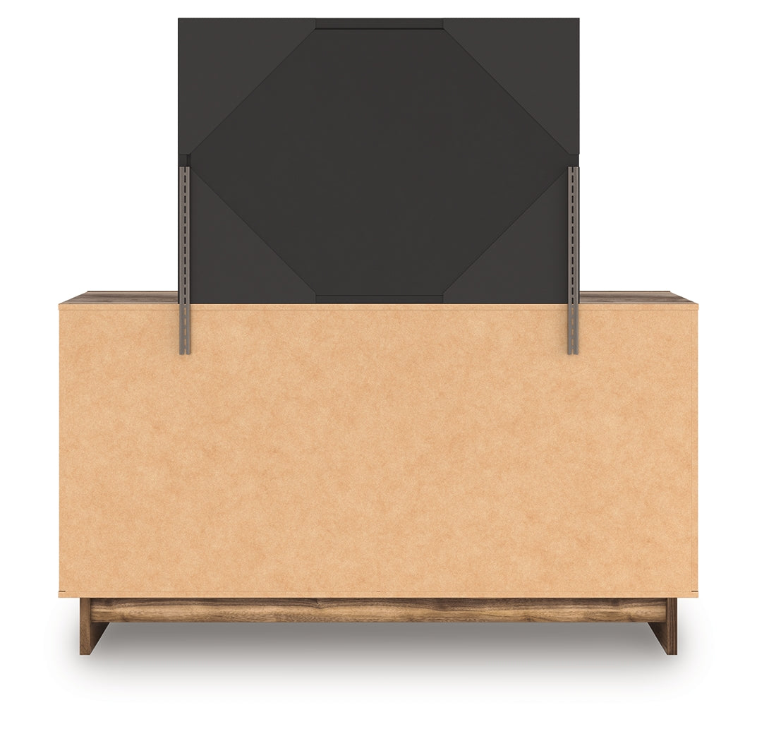 Chirason Brown/Sage Green Queen Upholstered Bed, Dresser and Mirror (Online Special Price) - Ornate Home
