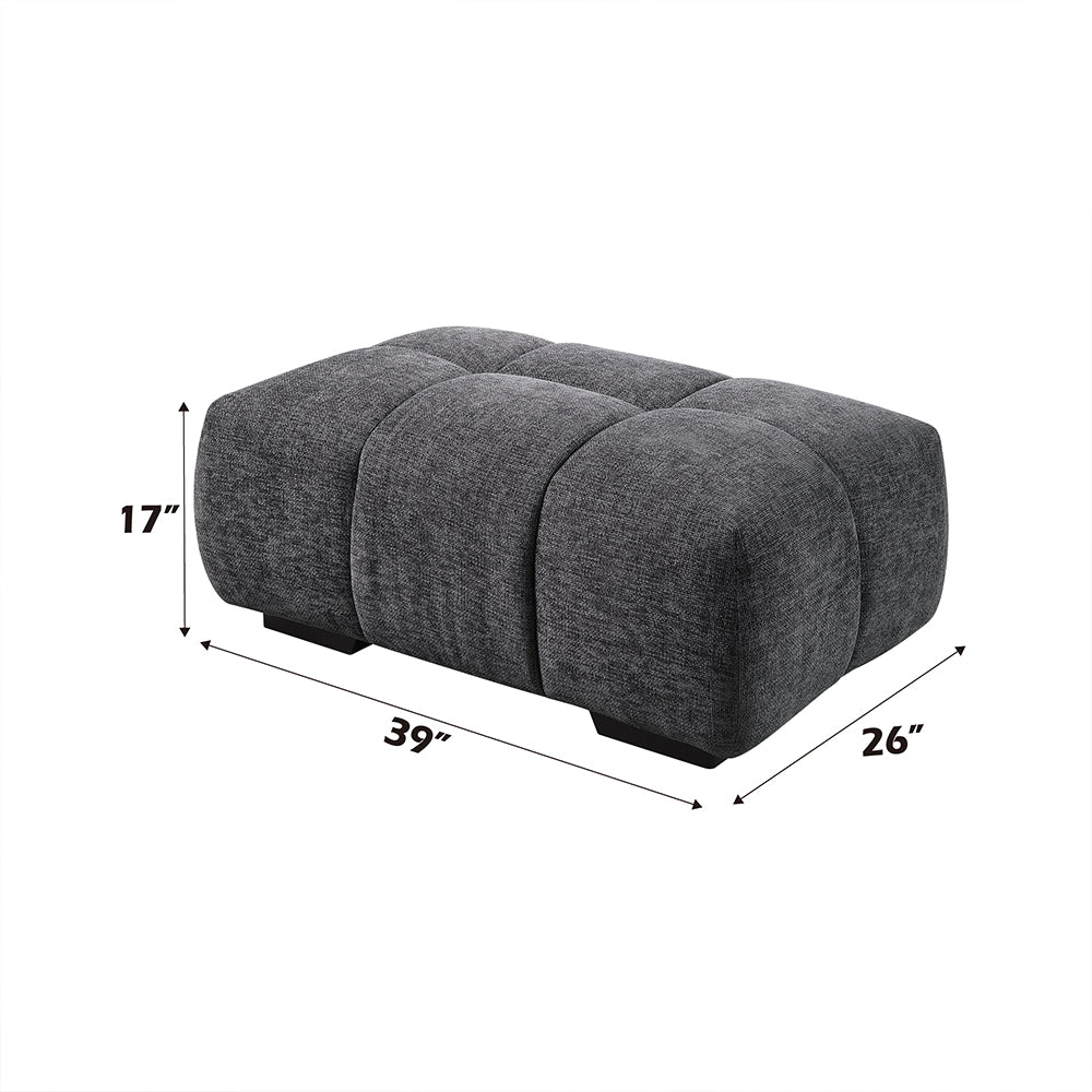 Chosen Gray Chenille Ottoman - Ornate Home