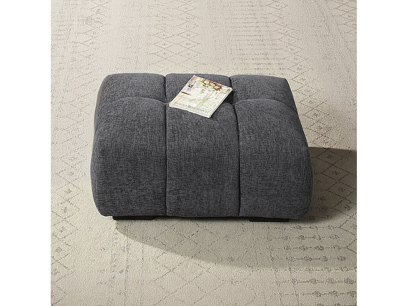 Chosen Gray Chenille Ottoman - Ornate Home