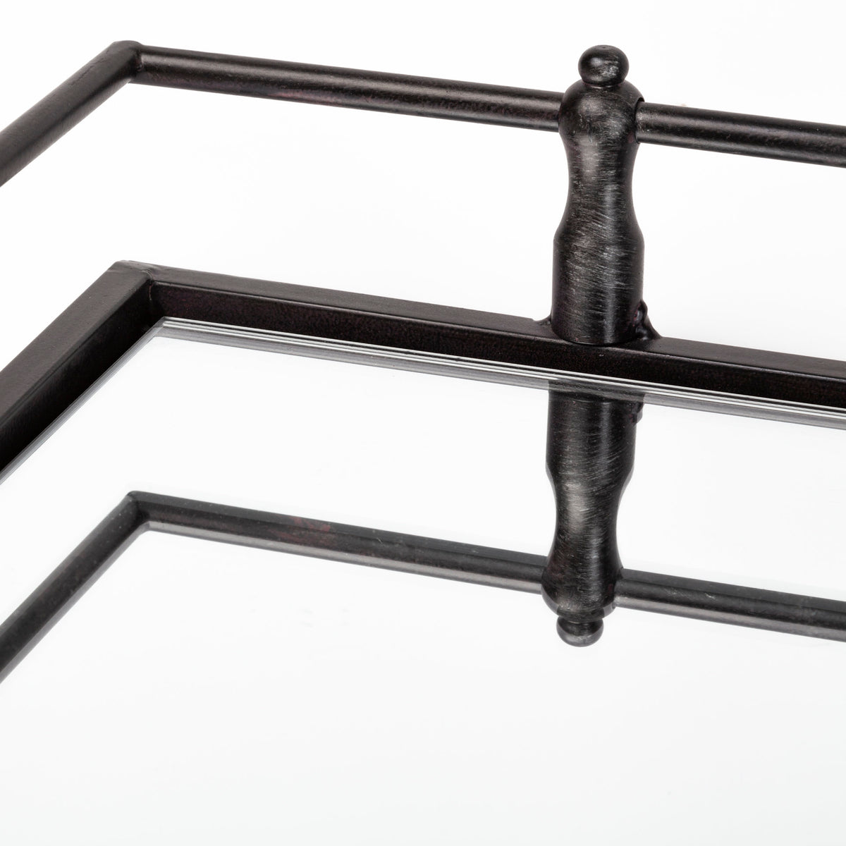 Christa Black Metal Mirrored Base Square Tray - Ornate Home