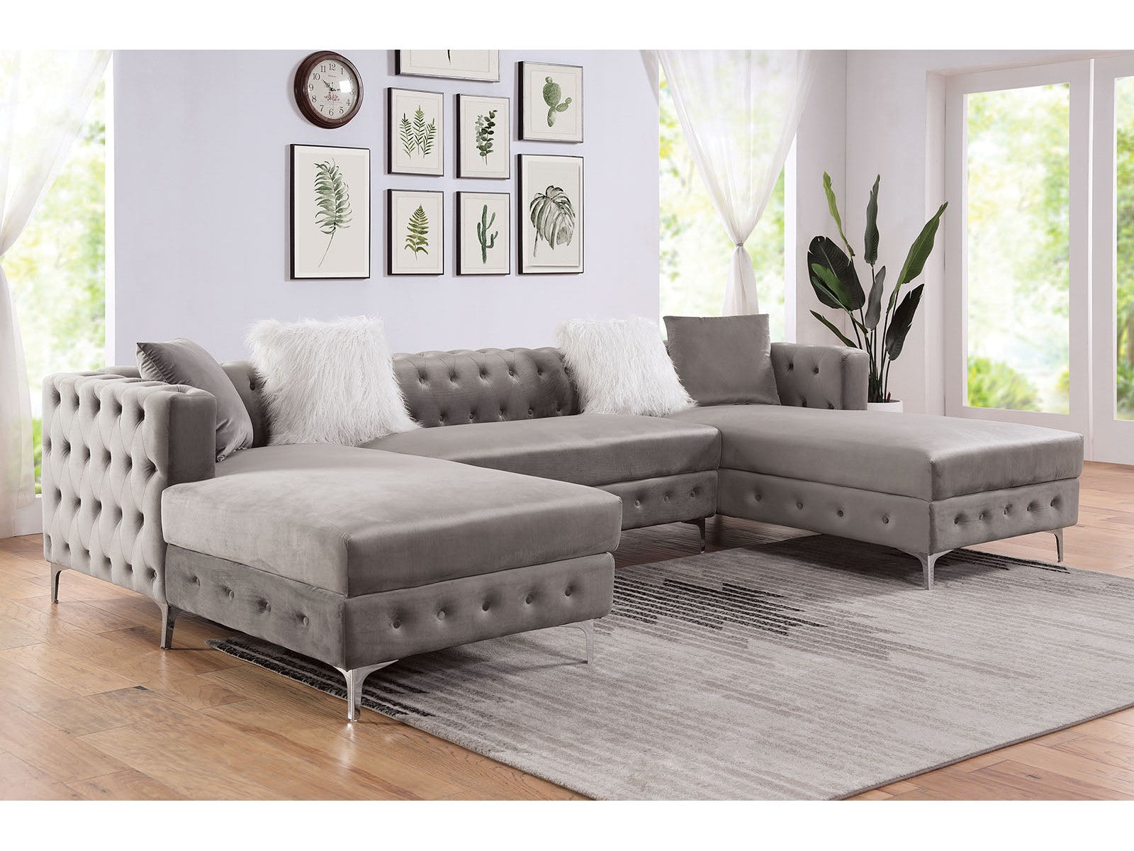 Ciabattoni Gray Sectional w/ Ottoman - Ornate Home