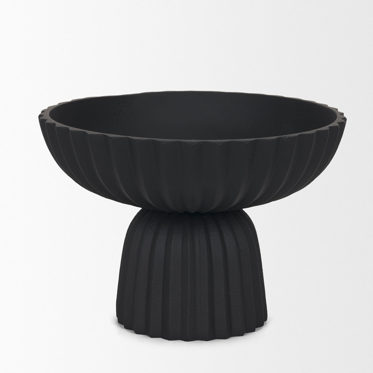 Ciaran Matte Black Smooth Fluted Metal Decorative Bowl - Ornate Home