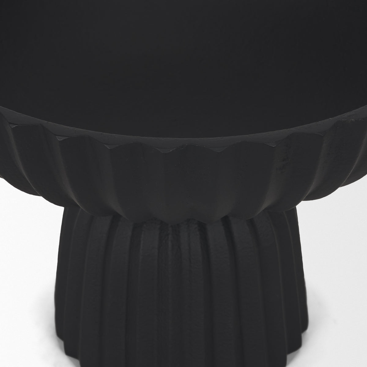 Ciaran Matte Black Smooth Fluted Metal Decorative Bowl - Ornate Home