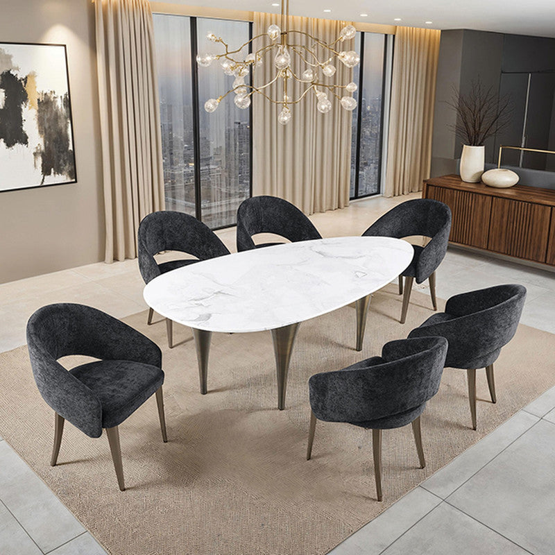 Ciaran White/Black Oval Dining Table - Ornate Home