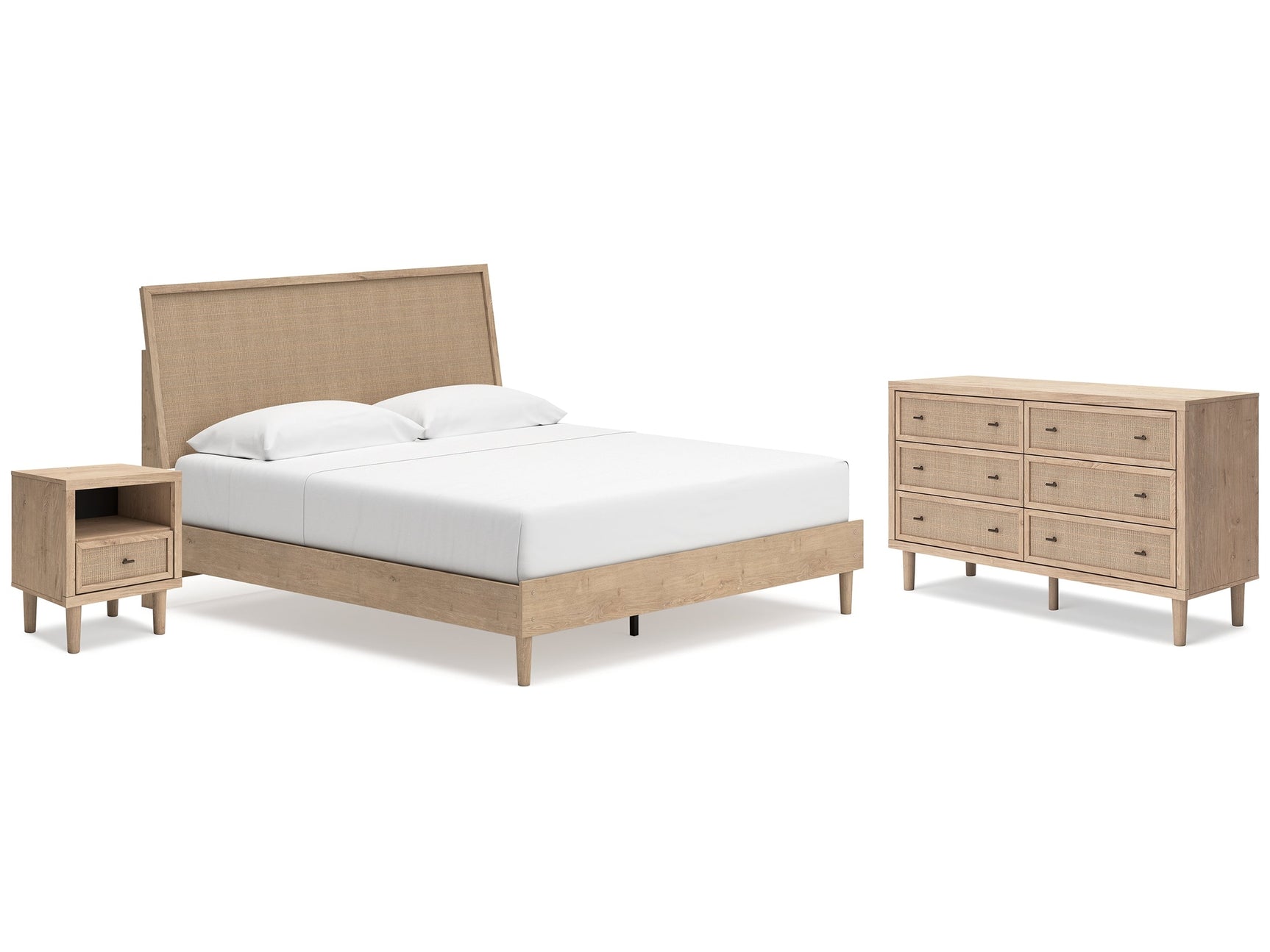 Cielden Two-tone King Panel Bed & Dresser & Nightstand - Ornate Home