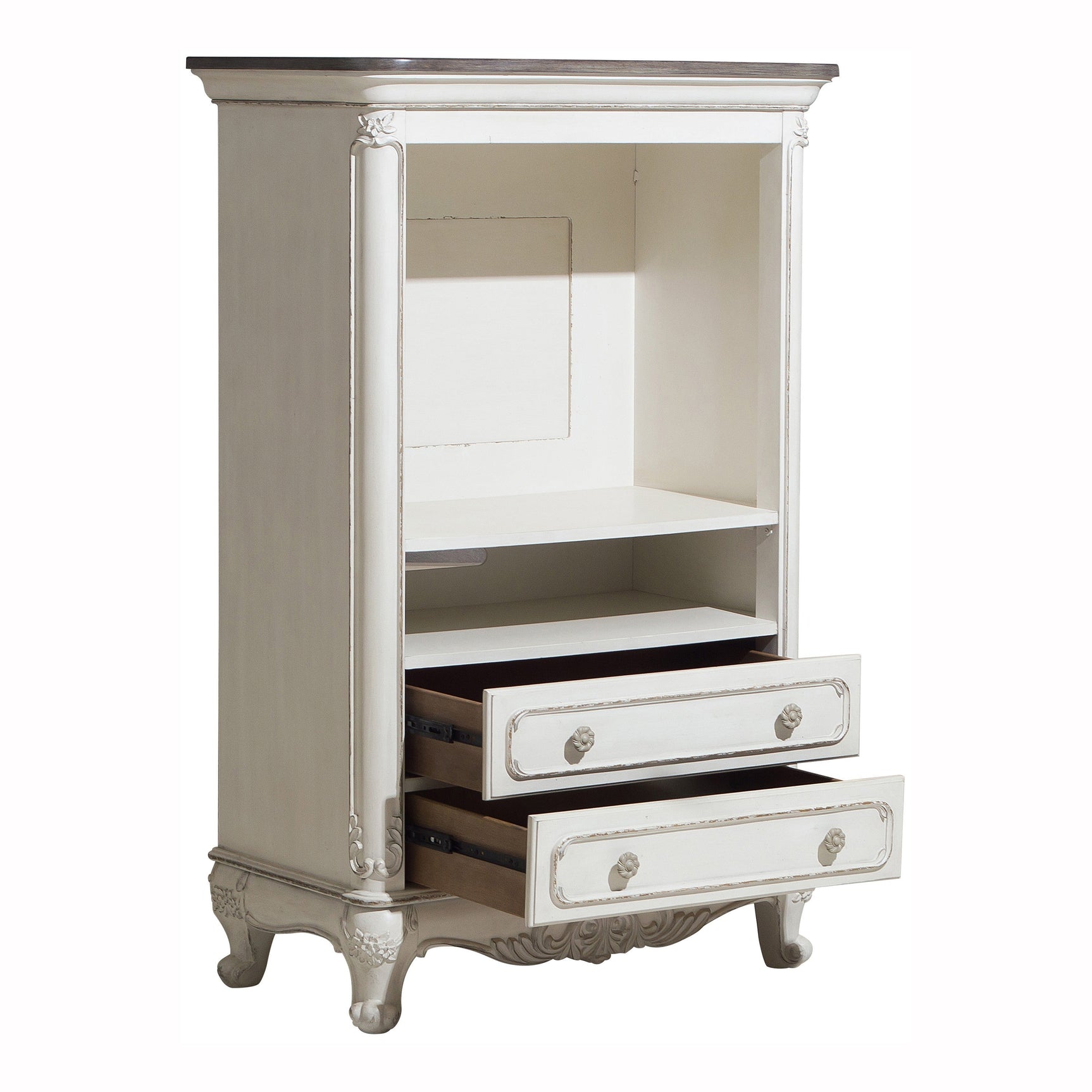 Cinderella Antique White Armoire - Ornate Home