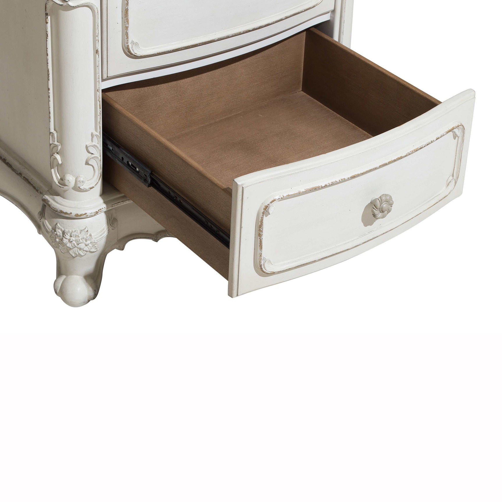 Cinderella Antique White Nightstand - Ornate Home