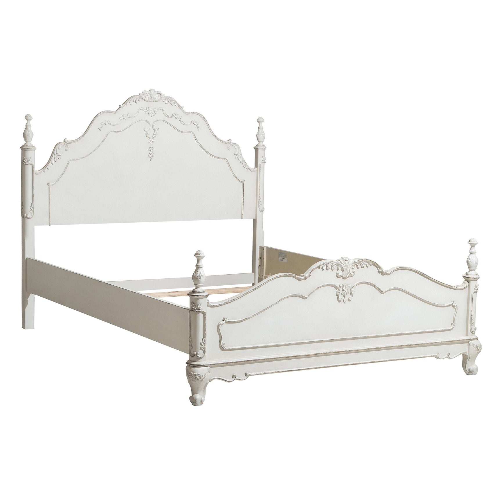 Cinderella Antique White Queen Panel Bed - Ornate Home